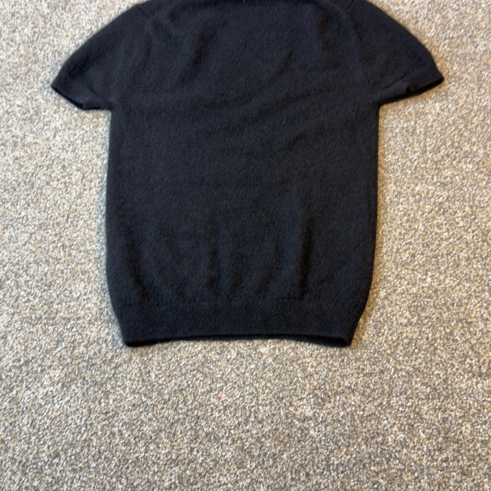 Quince Womens 100% Mongolian Cashmere Short Sleeve Crewneck Sweater Black XS - Picture 5 of 8
